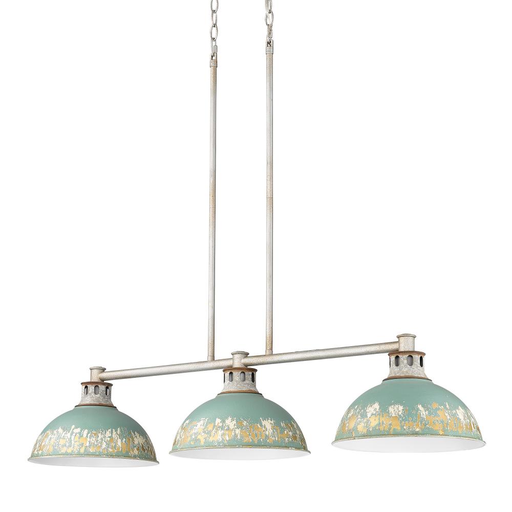 Kinsley 4-Light Vanity Light in Aged Galvanized Steel with Antique Ivory